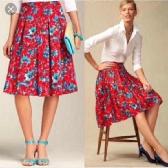 Talbots Floral Pleated A-line Skirt Sz. 14 - Picture 3 of 13
